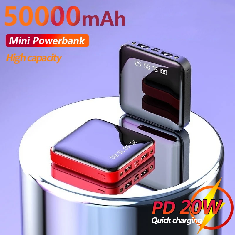 50000mAh Mini Mobile Power Bank with Digital Display Fast Charging Portable Small Pocket External Battery Charger slim power bank