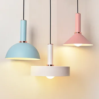 

Nordic Simple Creative E27 Single Head Macarons Pendant Light New Design Business Cafe Barber Toggery Bars Decorate Hanging Lamp