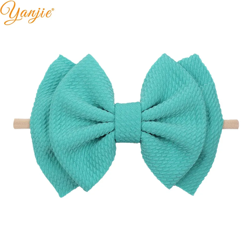 6 inch bow-Lt green 7 дюймов Большой двойной слой волос бант головная повязка для девочек горячая Распродажа эластичные ленты для волос Детские Цельный тюрбан головная повязка аксессуары для волос - Цвет: 6 inch bow-Lt green