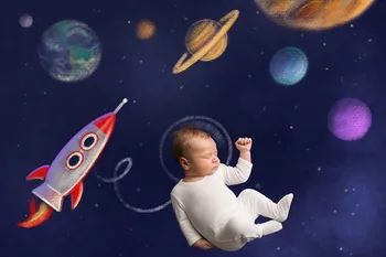 

Mehofond Photography Backdrop Baby Shower Universe Space Rocket Planet Stars Birthday Party Backdrop Decoration Studio Photo