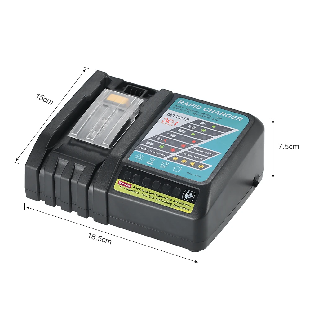 

Hot 6.5A Rapid Charger Replacement for Makita DC18RC DC18RA BL1830 BL1815 BL1840 BL1850 14.4V-18V Li-ion Battery