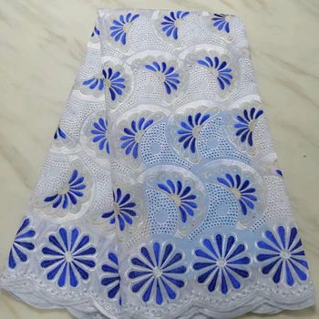 

High Quality Embroidery Africna Cotton Lace With Stones French Lace Fabric Fashion Swiss Voile Lace in Switzerland 5 Yard