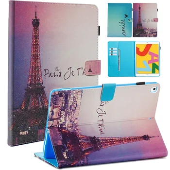 

Shockproof Case for Ipad 10.2 Inch 2019 Owl Tower Rose PU Leather Auto Wake/Sleep Stand Flip Smart Cover Tablet Cases Card Slot