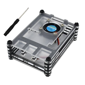 

9 Layer Acrylic Case for Raspberry Pi 4 Transparent Box Shell with Cooling Fan Protect Cover for Raspberry Pi 4 Model B