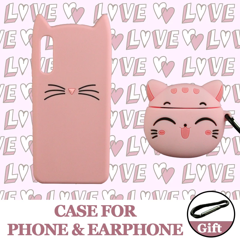 

Cute Cartoon Cat Soft Silicon Combo Case for Apple Airpods Earphone Cover for iPhone 7 8 Plus XS Max X XS XR 3D Coque With Ring