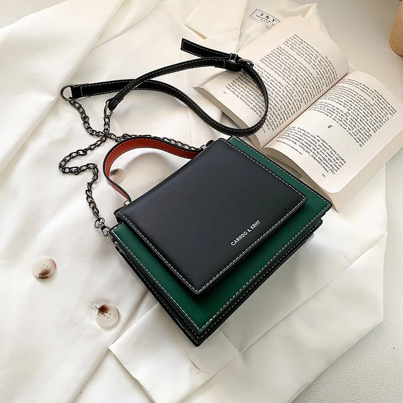 

Hand Small Square Bag Women's 2020 Trapezoid New Style Fashion Korean-style Versatile Contrast Color Chain Shoulder Bag Textured
