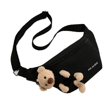 

Cute Small Bag Female Bear Chest Bag Harajuku Student Summer Messenger Bag Polyester Canvas Chest Bag