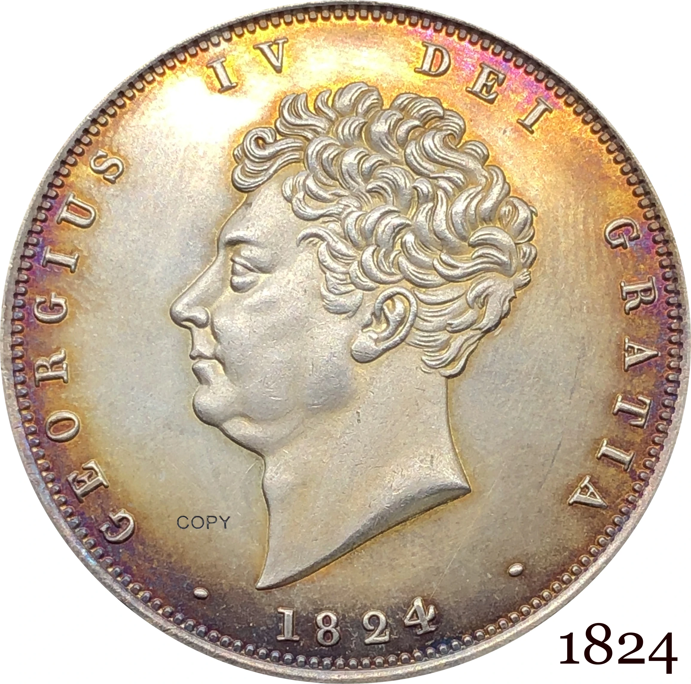 

United Kingdom 1824 George IV 1/2 Half Crown BRITANNIARUM Copy Coin Cupronickel Silver Plated Replica Coins