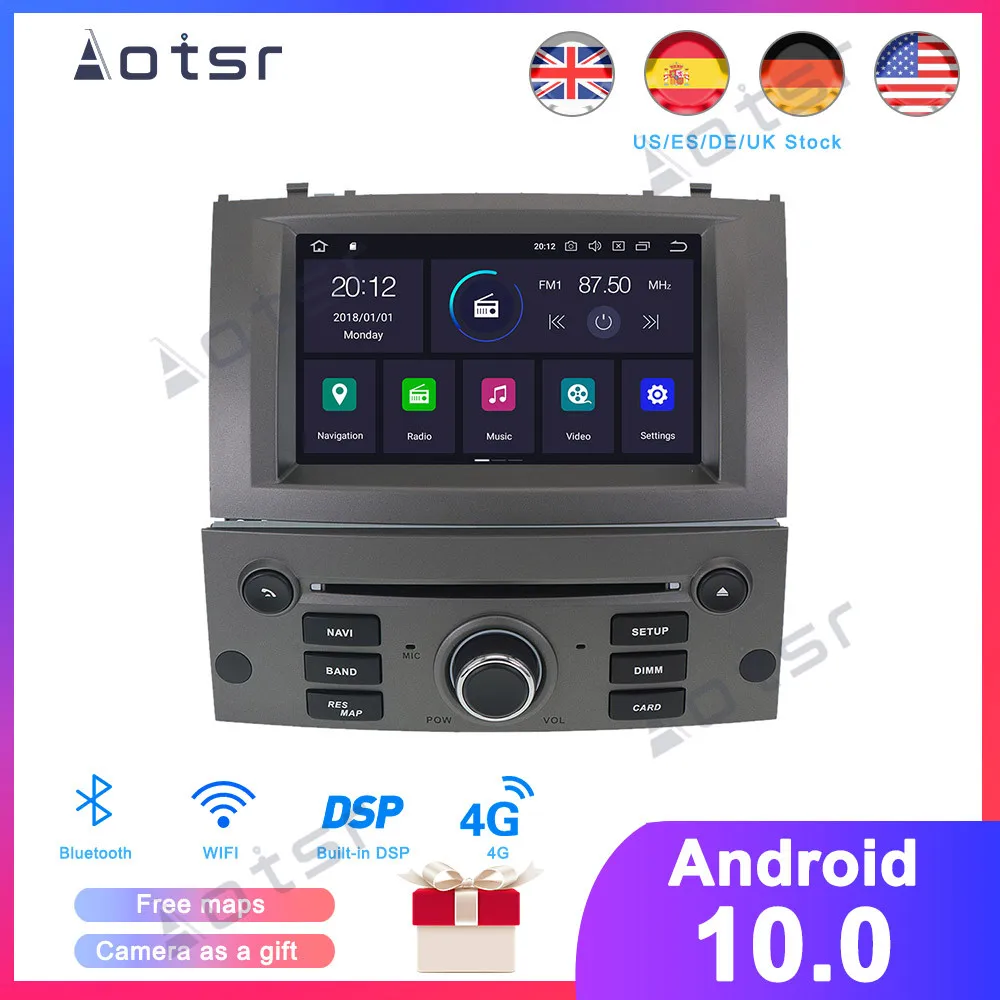 Автомобильный DVD плеер 64gandroid 10 0 мультимедийный стерео проигрыватель для Peugeot 407