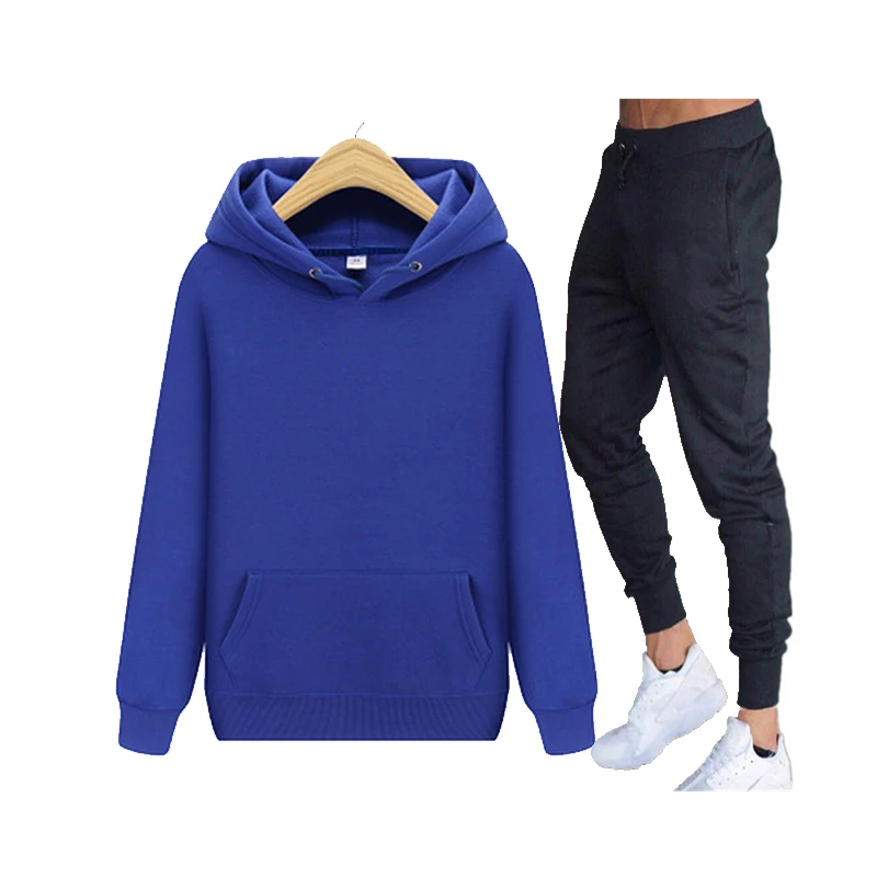 

New 2020 Brand Tracksuit Fashion Men Sportswear Two Piece Sets All Cotton Fleece Thick hoodie+Pants Sporting Suit Male