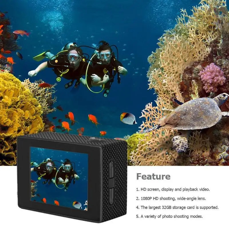 G22 экшн-камера 30m Водонепроницаемая HD 1080P 2,0 дюймов lcd 120 градусов камера