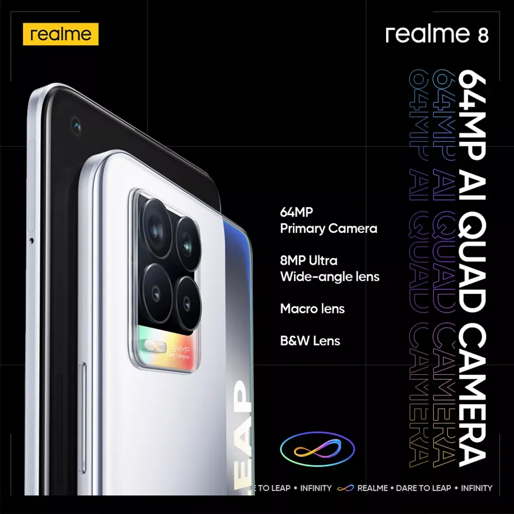 Realme-teléfono móvil inteligente 8, versión Global, 6GB/8GB, 128GB, Helio G95, Pantalla AMOLED de 6,44 pulgadas, cámara cuádruple de 64MP, carga rápida 30W, NFC - Imagen 4