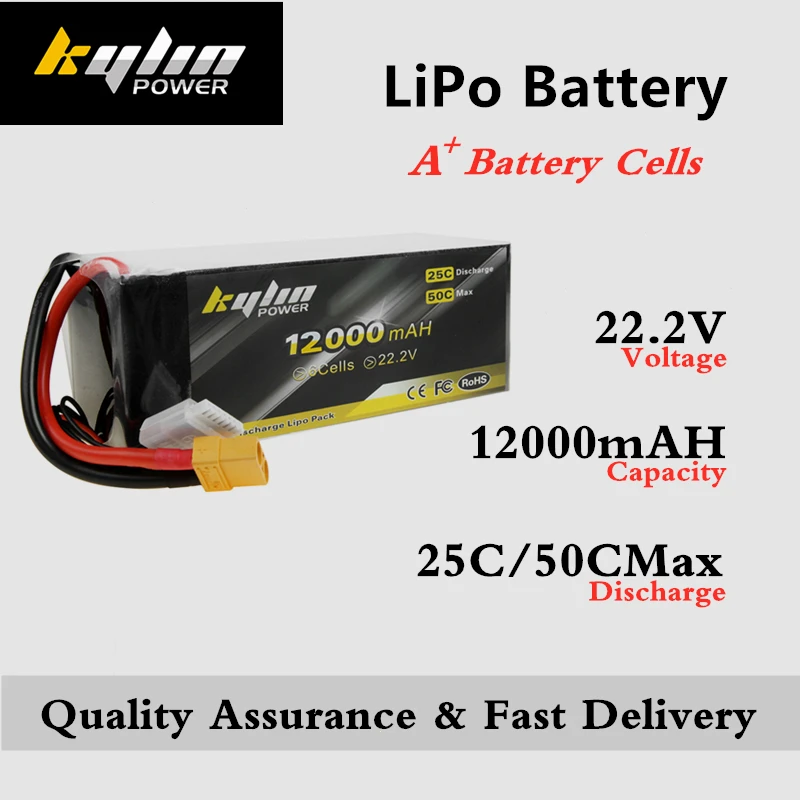 

Lipo battery 6S 22.2V 12000mAH 25C/50C Max High rate Plant Protection UAV Helicopter RC Drones large capacity Lithium Battery