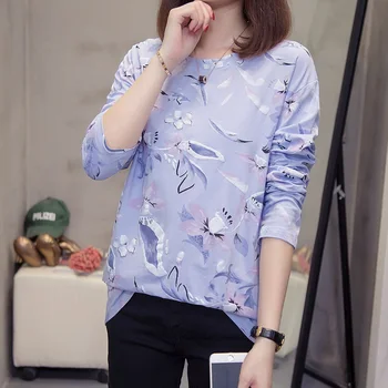 

Milinsus New Floral Long Sleeve T-Shirt Women Fashion Loose Spring Autumn Female T Shirts Casual Tops Plus Size Women Clothes