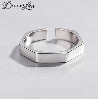

Wholesale Punk Vintage 925 Sterling Silver Hexagon Rings For Girls Female Gothic Fashion Women Jewelry