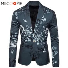 Мужской костюм с цветочным принтом, пиджак, блейзеры, повседневный Блейзер на одной пуговице, Hombre, роскошный цветочный дизайн, приталенный Блейзер, Masculino