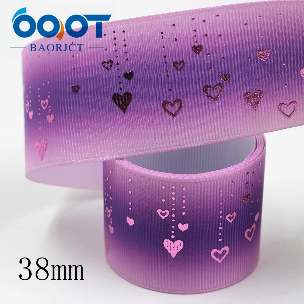OOOT BAORJCT I-191211-2709, 38 мм 10 ярдов лазерный Серебряный мультфильм любовь напечатаны корсажная лента DIY головной убор свадебный подарок обёрточная бумага