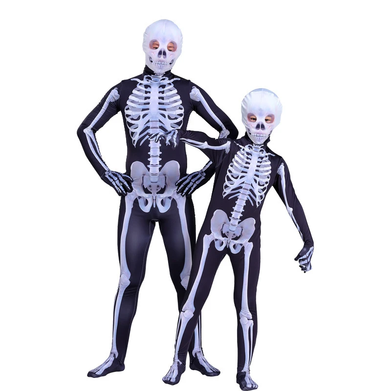 

Scary Zombie Costume Skeleton Skull Costume Suit Carnival Party Dress Up Halloween Costume for Adult Kids