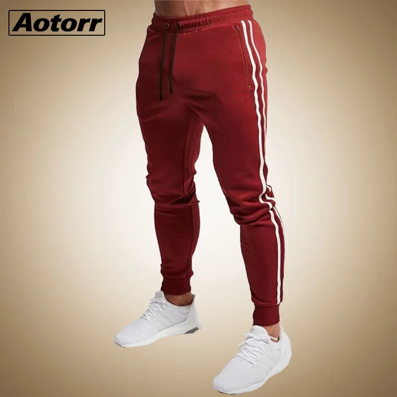 

Gyms Men Joggers Sweatpants Men's Trousers bodybuilding Casual Elastic Strap Striped Jogger Sports Fitness Sweatpants Long Pants