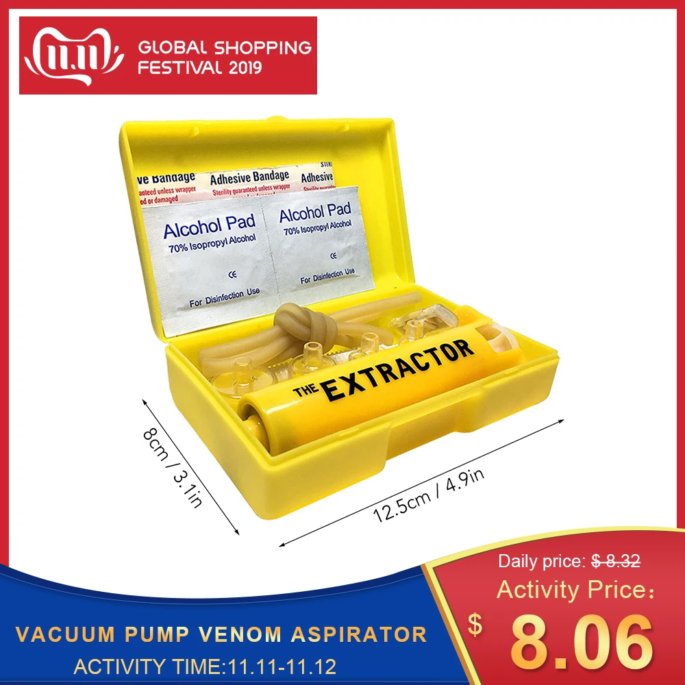 

Vacuum Pump Venom Aspirator Outdoor Adventure Viper Beast Snake Bite Urgent Drug Suction device Extractor First Aid Care