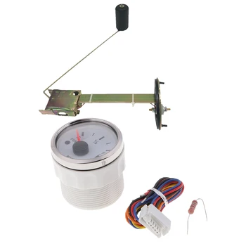 

Mini 2''52mm White Round Boat Fuel Level LED Gauge Meter E-1/2-F Pointer Kit