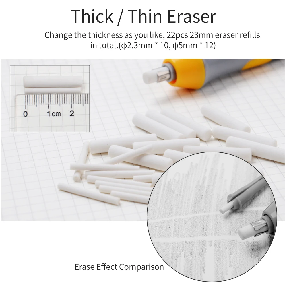 Electric Eraser Kit Pencil Eraser with 22 Eraser Refills Battery Operated Eraser Stationery Supplies for School Students