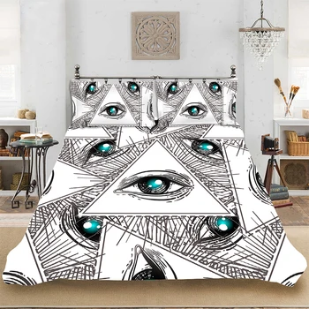 

Abstract Geometry Pattern Eyes Fashion Soft Bedding set Bedclothes Include Duvet Cover Pillowcase Print Home Textile Bed Linens