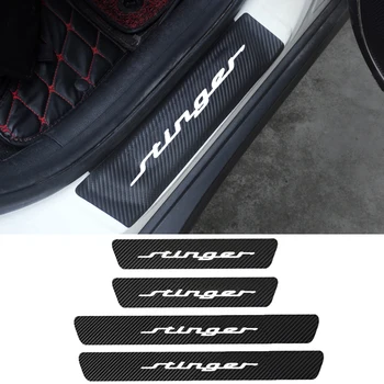 

4pcs PU Carbon fiber Car Door Sill Scuff Plate Guards Stickers Protector Trim for KIA Stinger 2017 2018 2019 2020 Accessories
