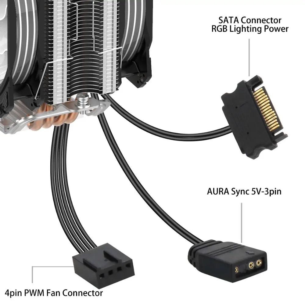 Alseye Cooler Ajustável Rgb Iluminação 120mm Pwm 4 Pinos Suporte 5v-3pin Aura - Fusão Calor-tubo Lga1200 M120d Cpu - Imagem 6