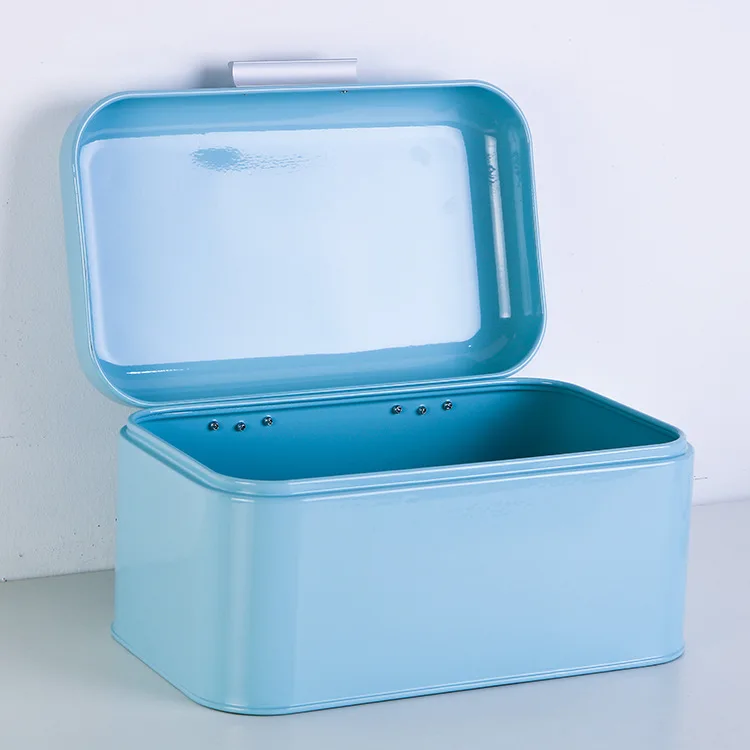Акриловая коробка Сплошной Цвет Ретро металлическая Хлебница коробка большой емкости Кухонный Контейнер для хранения-синий