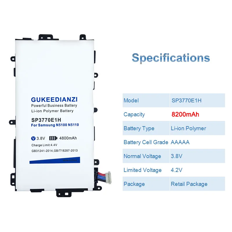8200mAh SP3770E1H литий-ионный аккумулятор для планшета samsung Galaxy Note 8,0 GT N5100 N5110 N5120 литий-полимерные аккумуляторы