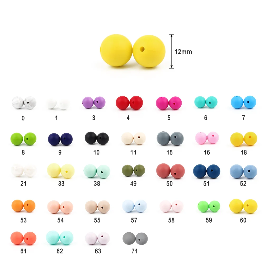Silicone Baby Beads Round Teether Teething Beads DIY Pacifier Chain Necklace Pendant Toys BPA Free Baby 20pcs 12mm teething toys silicone teething toys baby teething toys silicone beads silicone teether silicone teething beads sensory chew necklaces silicone jewelry accessories