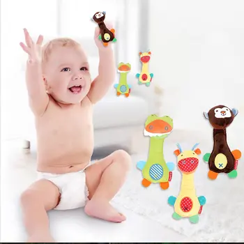 

Cute Zoo Series Baby Plush Hand Rattle Rattle Bb Stick Colorful Handbell Stick