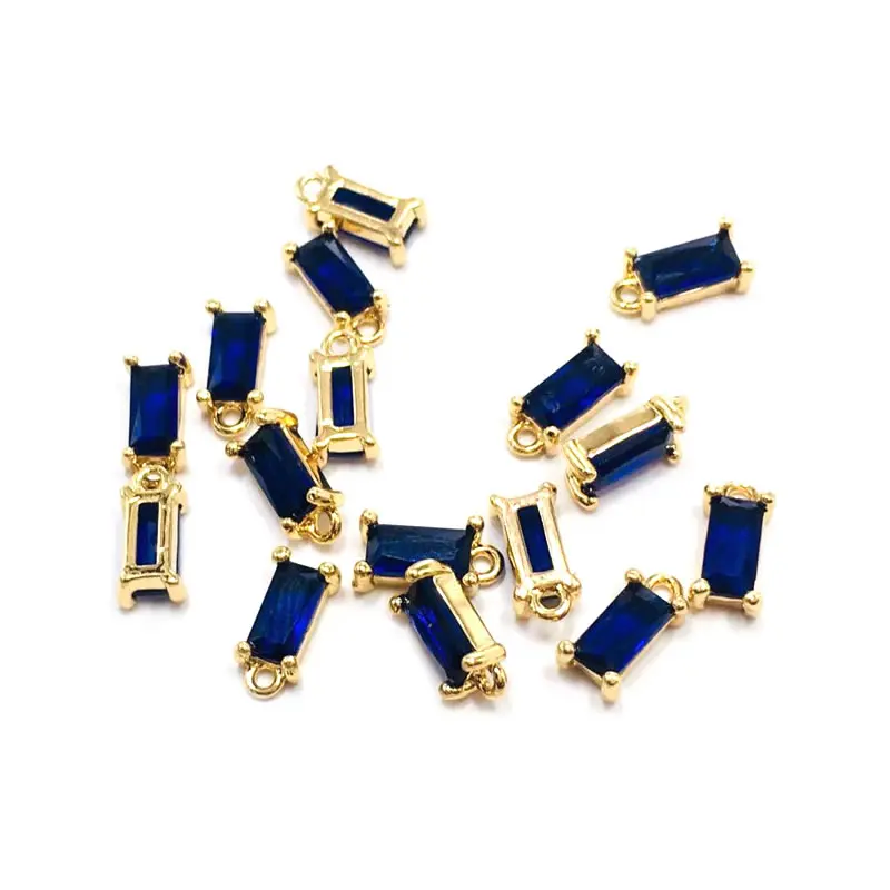 Dark Blue 10 шт. 8x4 мм 24K цвет шампанского золото латунь и циркон прямоугольные Подвески для изготовления ювелирных изделий Аксессуары для самостоятельного изготовления - Окраска металла: Dark Blue