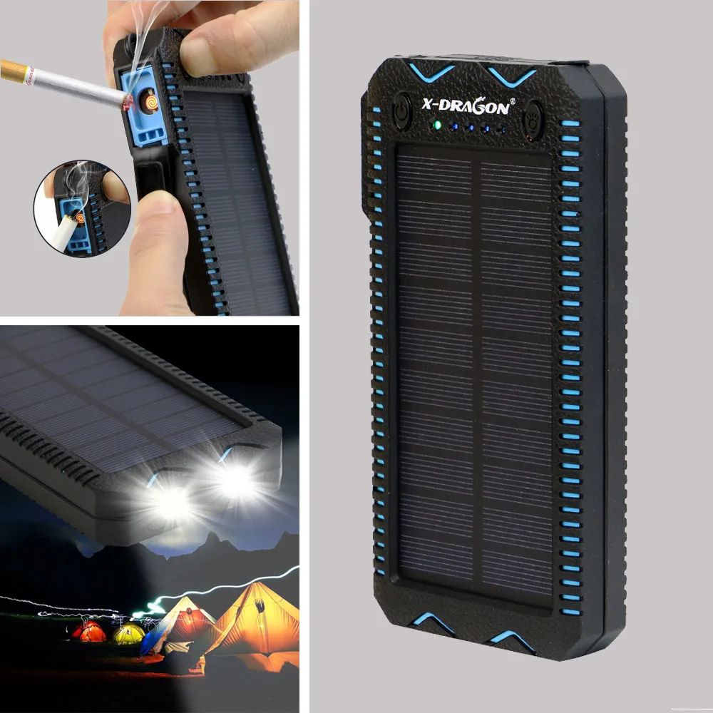 Солнечное зарядное устройство Внешний аккумулятор большой емкости двойной USB зарядное устройство для iPhone X Xr Xs max samsung s9 s10 Galaxy note 10