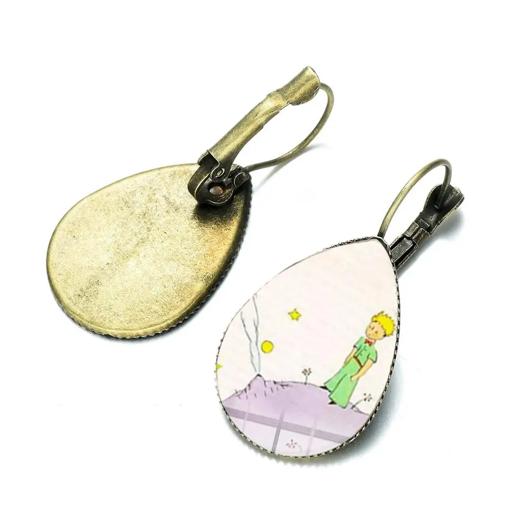 Style 22 SONGDA Brand Cute Little Prince Earrings Le Petit Prince Fairy Tale Cartoon Collection Glass Photo Cabochon Water Drop Earrings - Окраска металла: Style 22