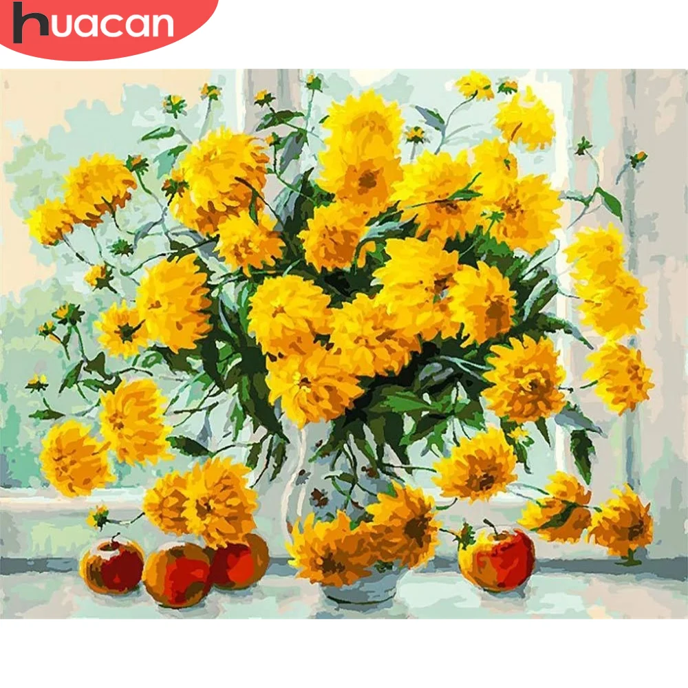 HUACAN DIY картины по номерам комплекты украшение для дома живопись Цветочный