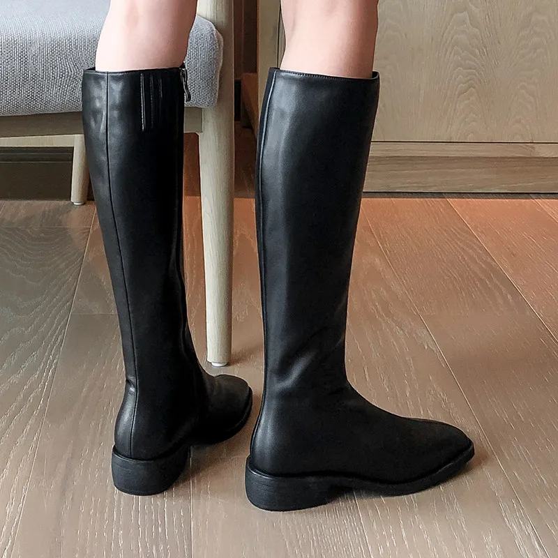 FEDONAS Concise Genuine Leather High Heels Women Vintage Knee High Boots Party Prom Shoes Woman Winter Side Zipper Long Boots