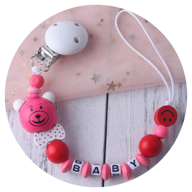Baby toy 3 Хит, детский деревянный прорезыватель, пищевой бук, милый медведь, в форме жевания, соска, клипса, держатель, силиконовая соска с бусами, цепи, прорезыватель, игрушка - Цвет: Baby toy 3