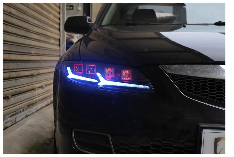 Головной фонарь для Mazda 6, фары 2004-2013, мазда 6, все светодиодный фары, СВЕТОДИОДНЫЙ DRL, динамический сигнал, ангельские глазки, аксессуары