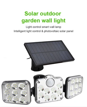 

1Pcs Three-head LED Solar Sensor Wall Light Adjustable Rotatable Landscape Courtyard Wall Lamp Street Lights Outdoor Lighting