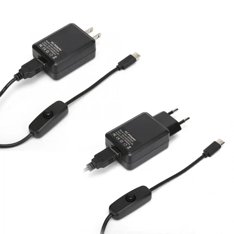 Для Raspberry Pi 4B 5 V/3A type-C с кнопкой переключения линии адаптер питания AC 100-240V зарядное устройство
