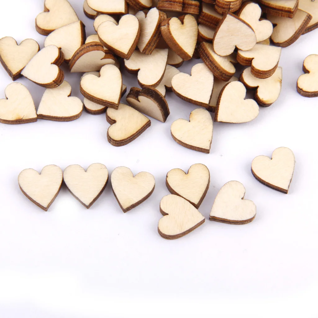 Lots Wooden Love Heart Rustic Wedding Table Scatter Decoration Crafts