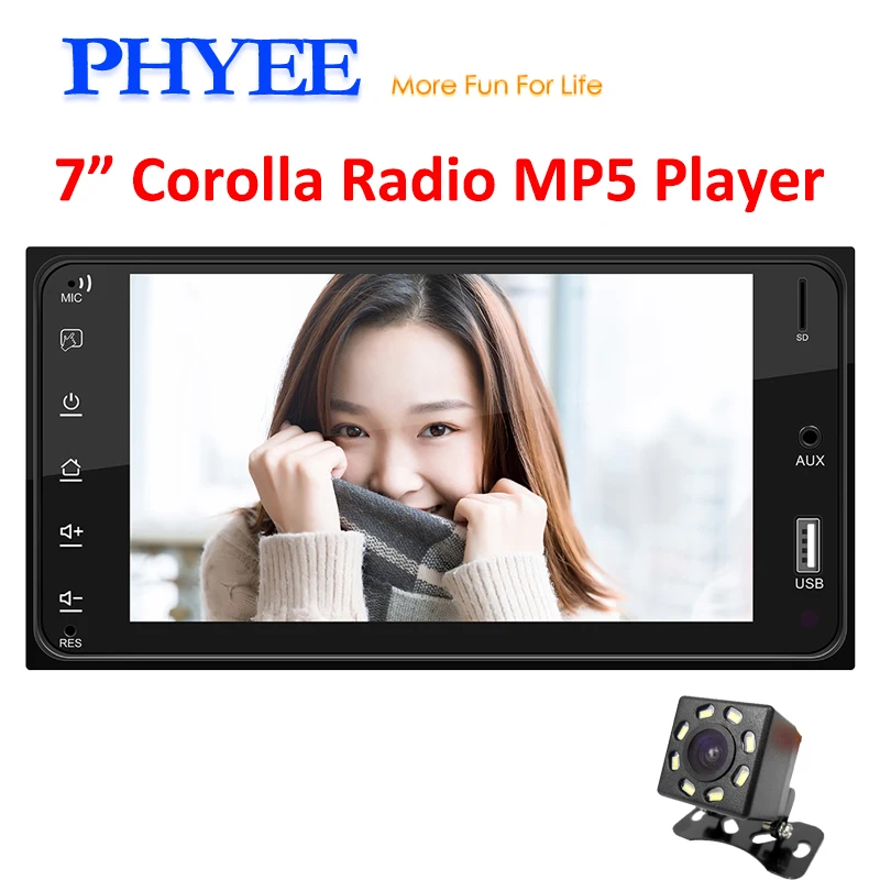 2 Din " Corolla Автомагнитола MP5 Player Зеркальное соединение Bluetooth A2DP Громкая связь USB TF Управление рулевого колеса Головное устройство ISO PHYEE TC7