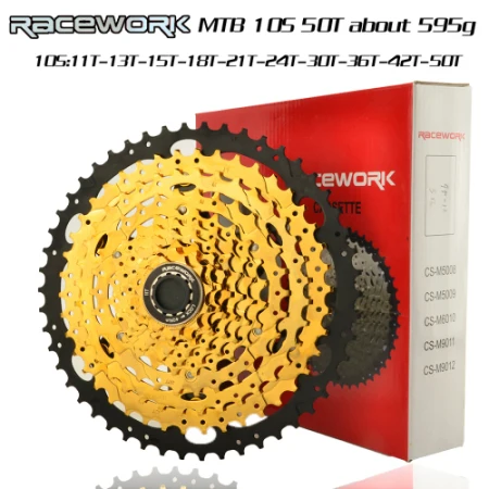 MTB Gold 10S 50T RACEWORK moutain велосипедная кассета 11-50t 11-speed freewheel кассета Запчасти для горного велосипеда - Color: MTB Gold 10S 50T