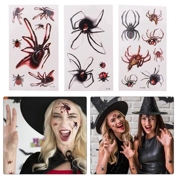 

30pcs Halloween Temporary Tattoos Spiders Designs Stickers Spookiest Party Favor