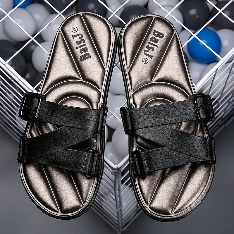 

New Cool Home Slippers For Men Comfortable Slide Flip Flops Man Wearable Outdoor Slippers Men Black Red Men Casual Beach Shoes