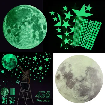 

435Pcs Glow In The Dark Luminous Stars & Moon Planet Space Wall Stickers Decal Night Light Star Sticker Home Room Decoration