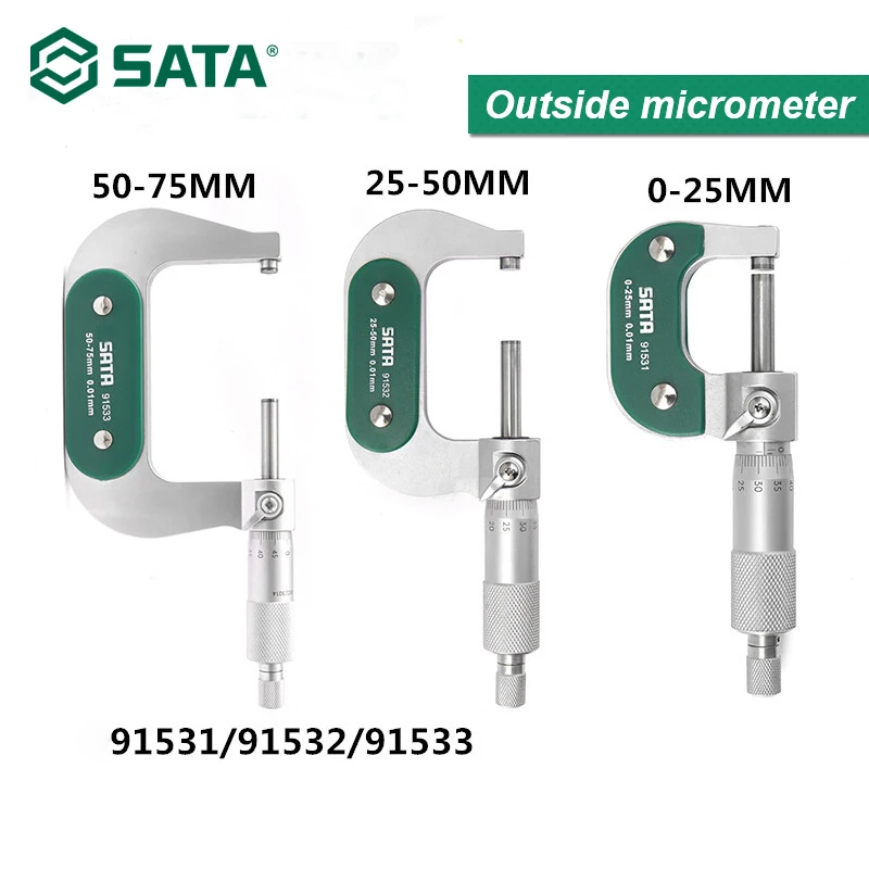 Спиральный микрометр SATA 0 25/50/75 мм толщиномер стены наружный диаметр