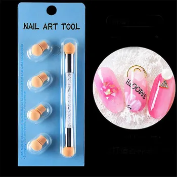 

1PC Nail Tool Gradient Halo Stains Pen Color Light Therapy Point Color Plastic Sponge Pen Double Washable Can Change 4 Head